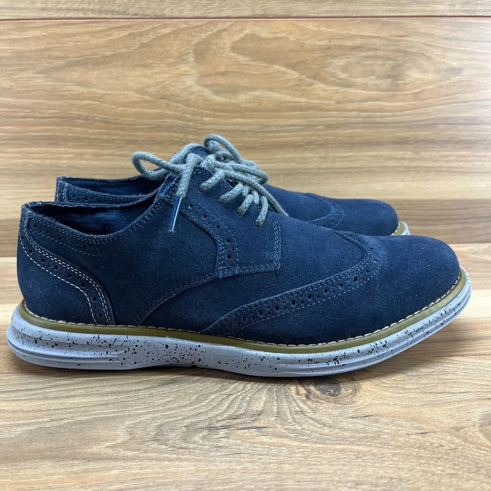 Stacy Adams Mens Size 7‎ M Navy Blue Suede Oxford Light Weight
